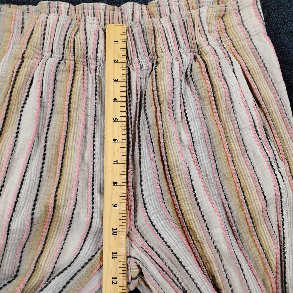 Free People Pants Womens Small Days End Cotton Striped Wide Leg Multi Color Boho - Picture 4 of 10